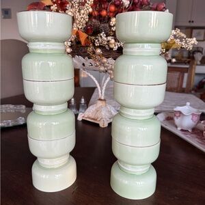 Elegant Green Ceramic Candle Holders